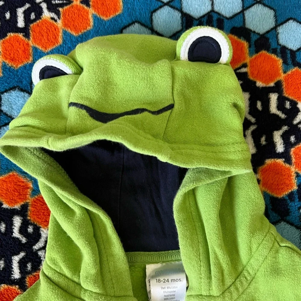 Gymboree Boys Cotton Green Frog Zip Up Sweatshirt
